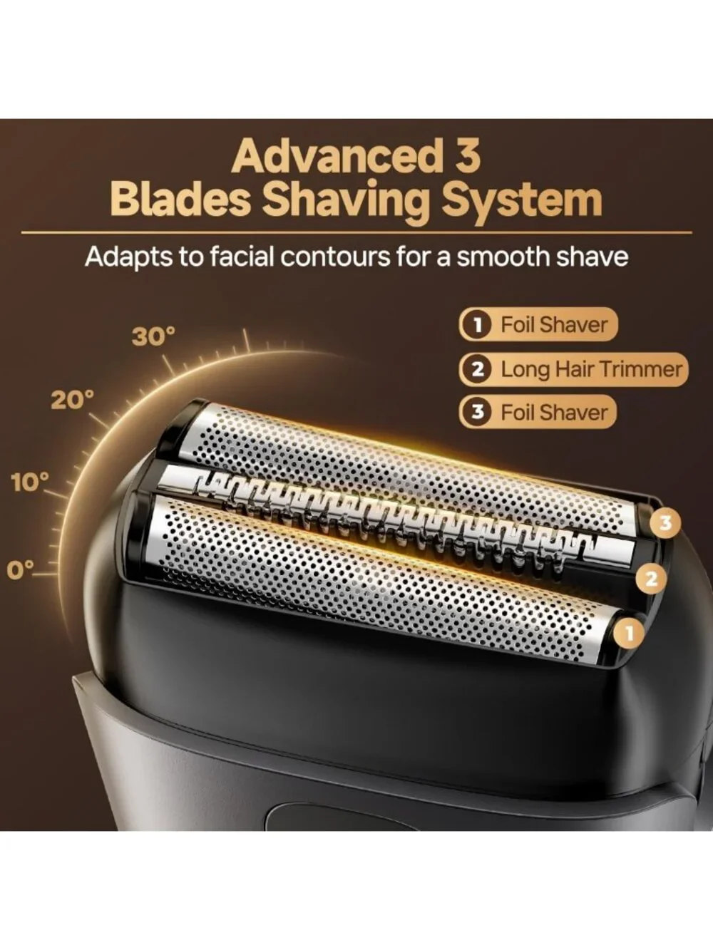 Waterproof Mini Electric Razor for Men, 3-Blade Cordless Shaver with Fast